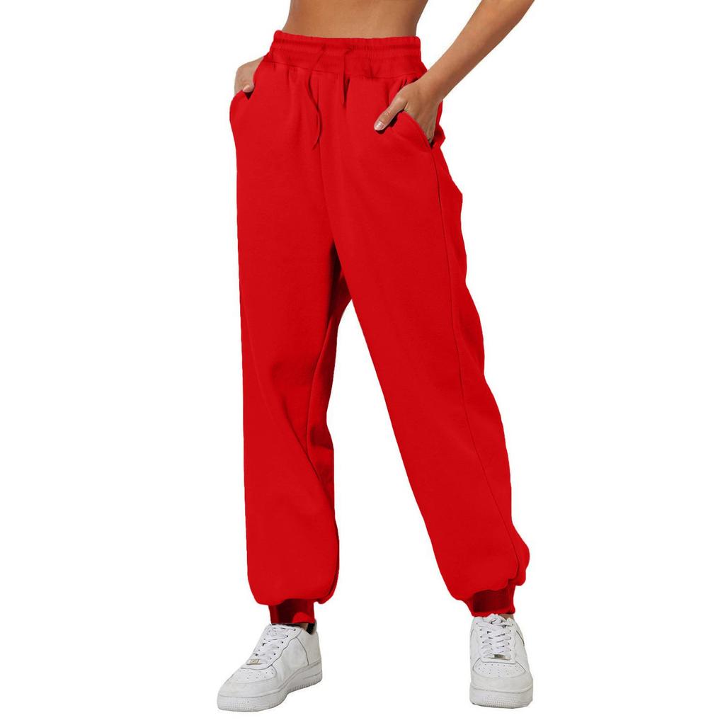 Pantalones de chándal para mujer color liso cintura elástica pantalones jogger primavera otoño casual ropa deportiva pantalones jogger para entrenamiento