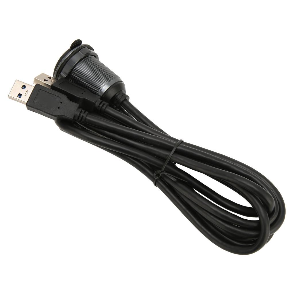 2 Ports Dual USB 3.0 Male to USB 3.0 Female Car Mount Flush Cable 3.3ft Plug and Play Waterproof