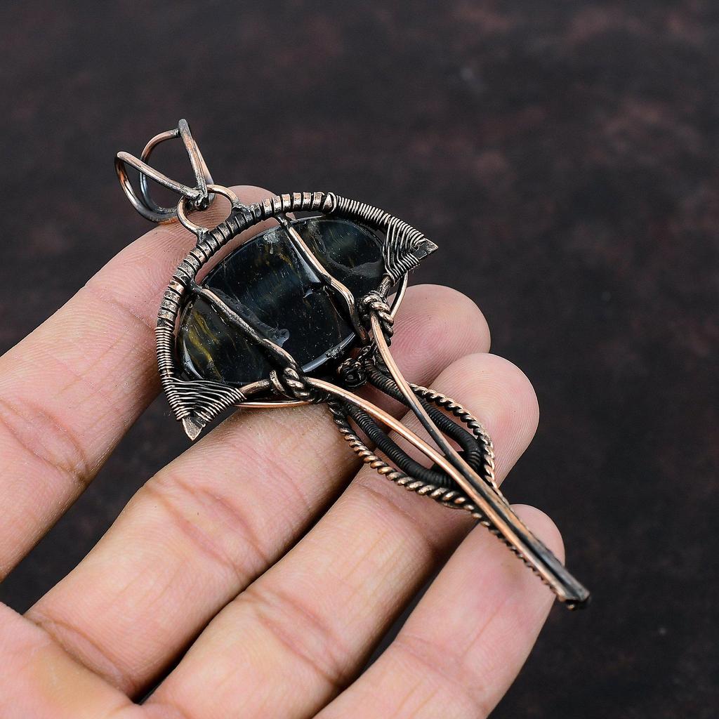 Nellite Pendant Copper Wire Wrapped Pendant Gemstone Pendants Copper Jewelry Handmade Boho Hippie Pendant Wire Wrapping Jewelry Gift For Her
