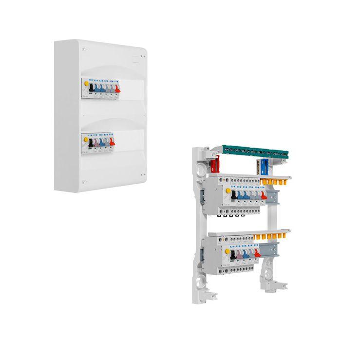 Tableau 2 rangées pré-équipé 1 interdiff 63A + 1 interdiff 40A + 9 disjoncteurs