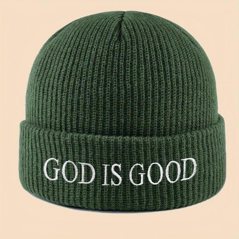1pc God Is Good Christian Faith Warm Knitted Hat Unisex Skiing,Cycling,Gatherings and Daily,Giving Gifts to Family and Friends