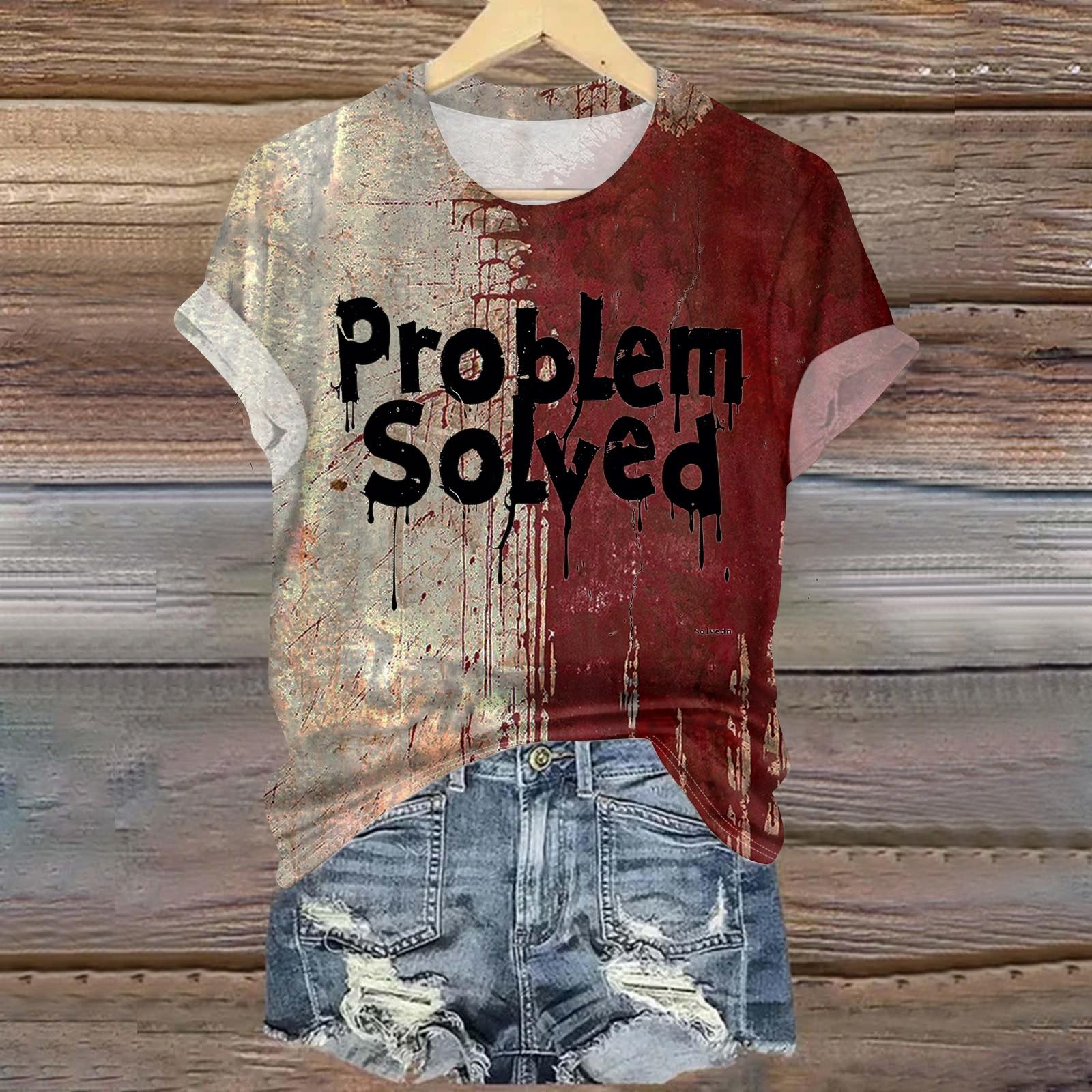 

Жіночі повсякденні топи з круглим вирізом, футболка з коротким рукавом, футболка з принтом, топ XL чорний