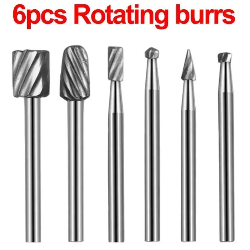 6Pcs HSS Routing Router Drill Bits Set Milling Cutter Rotary Burr Tool CNC Engraving Abrasive Tools Wood Metal Milling Cutter