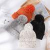 Spot New Curled Hairball Knitted Hat Women, Solid Color Pullover Warm Hat, European and American Wool Hat Women