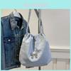 Stylish Korean Version Large Capacity Tote Bucket Bag With Ruffled Design And Bow For Trendy Women