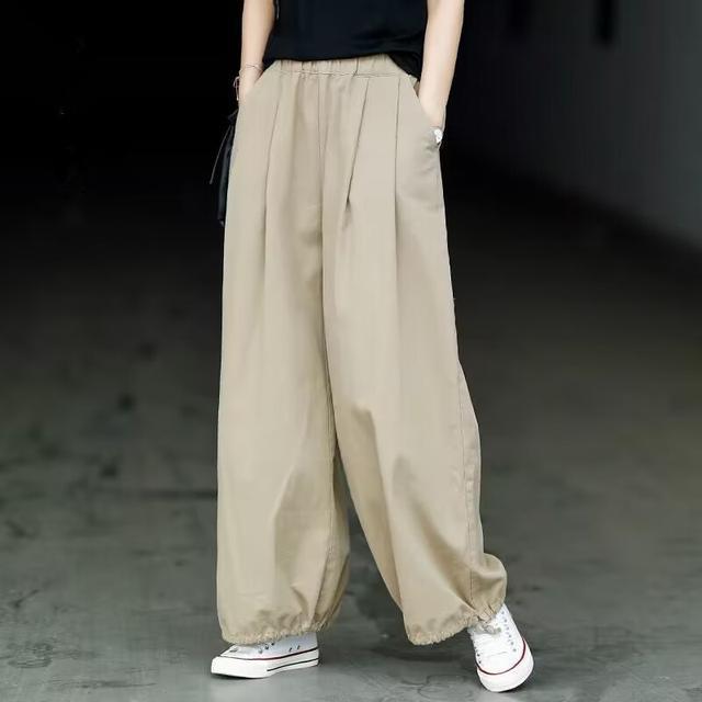 Unisex High-Waisted Wide-Leg Jogger Pants – Versatile, Loose, Slimming, Solid Color, Casual Sportswear with Jogger Cuffs.