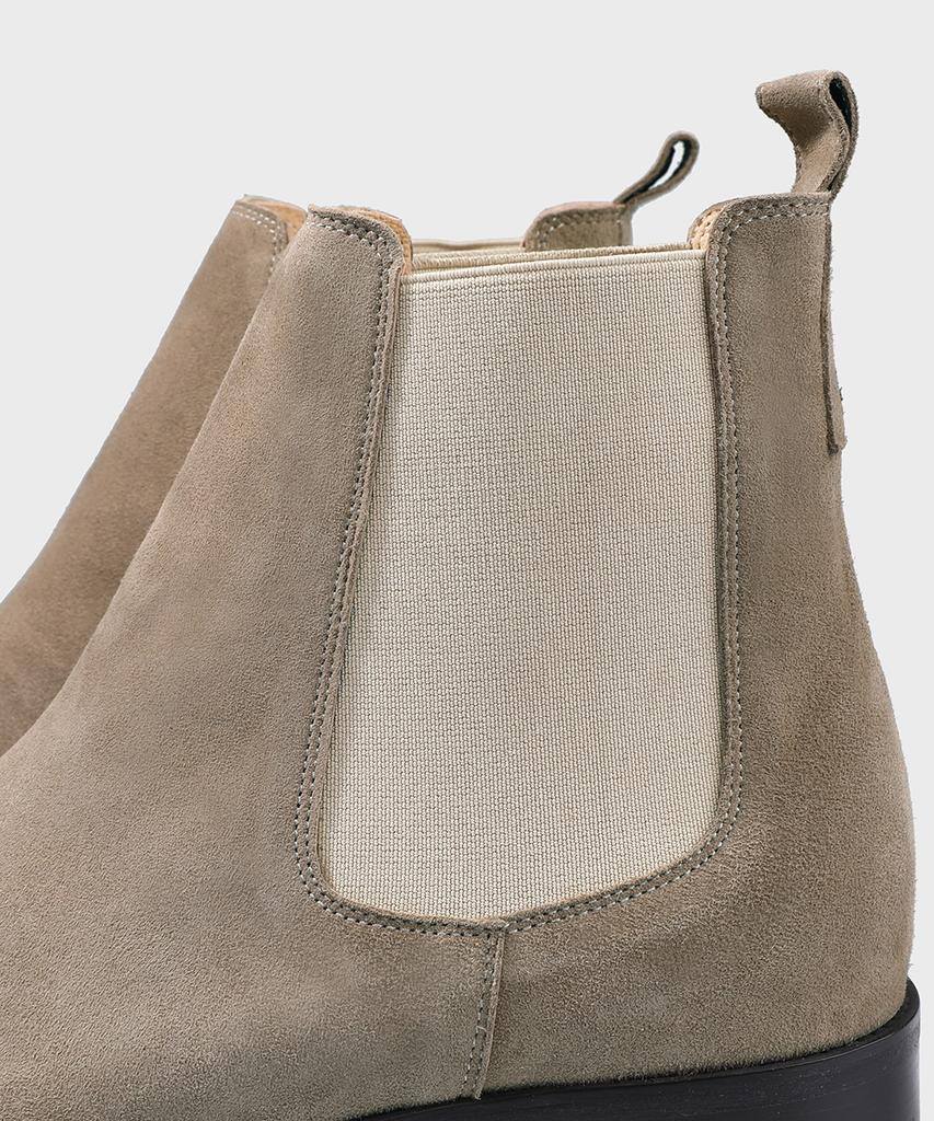 Firenze Atelier Slimline Black Sole Suede Chelsea Boots 3332-Qs [Ash Beige]