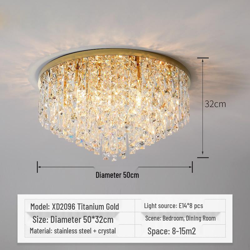 Modern Crystal Ceiling Lamp - Warm, Romantic, Simple, Atmospheric Design for Bedroom and Living Room