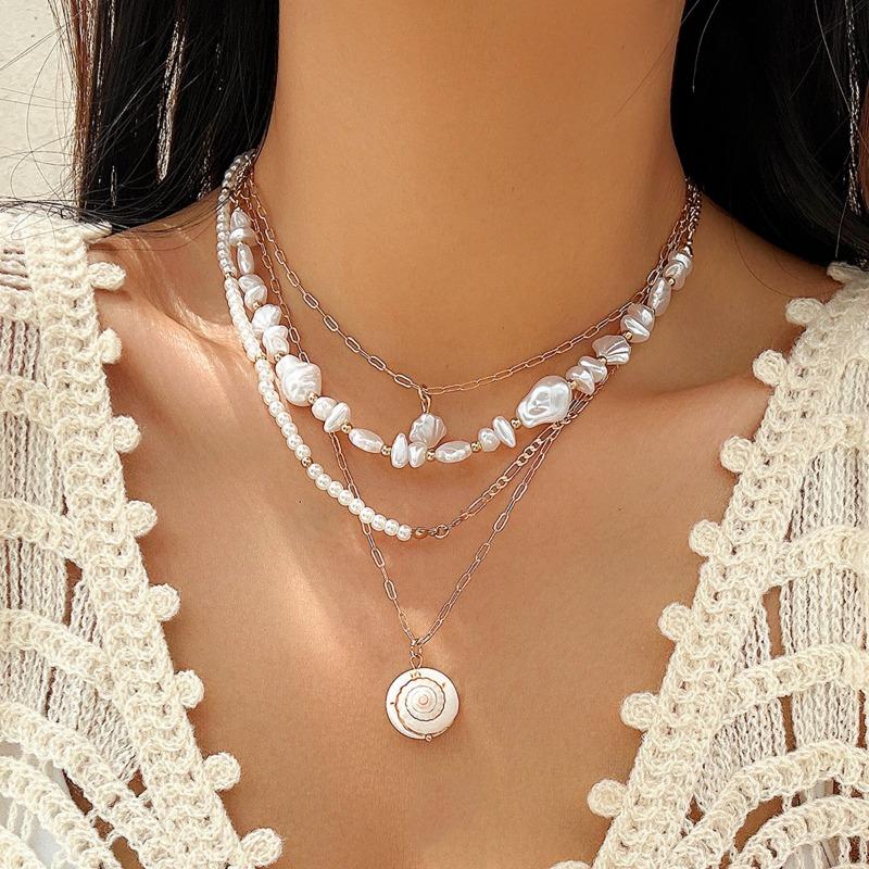 GemChic נשים חדש בציר חרוזים מעטפת תליון עצם הבריח שרשרת אתנית אופנה יום הולדת מתנת תכשיטי חג המולד