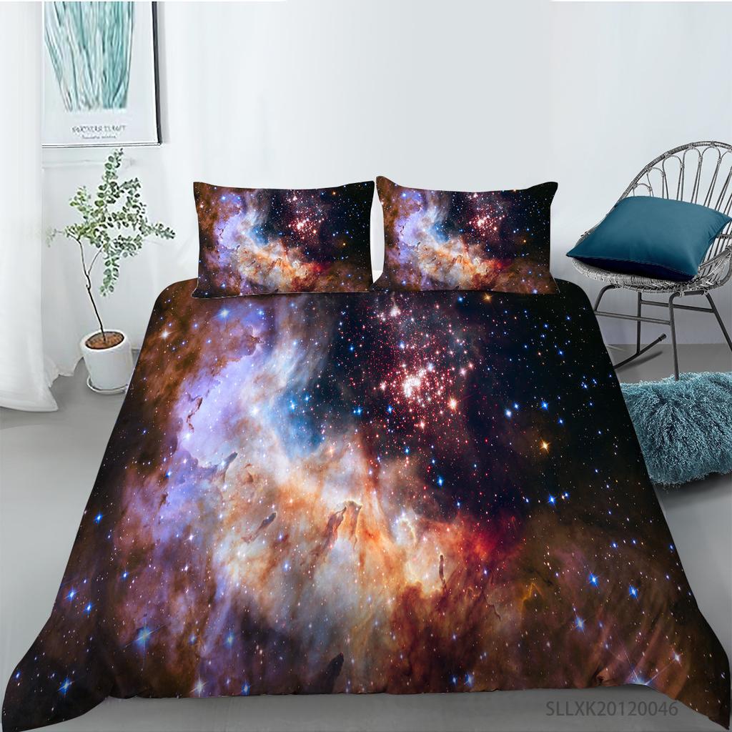 Universe Planet Series Polyester Quilt Cover Pillowcase Two or Three Piece Set Digital Printing