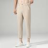 Men's spring and summer new pants men's ice silk breathable trousers men's slim straight drape nine-point casual pants