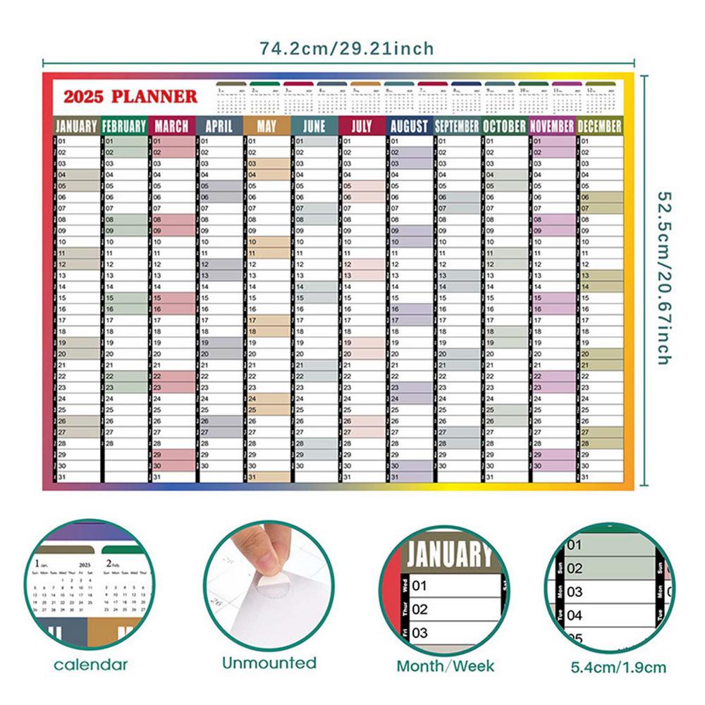 2026/2026 Yearly Wall Calendar Annual Planner Home Decoration Desk Accessories Schedule Organizer 12 Months 365 Days Calendar