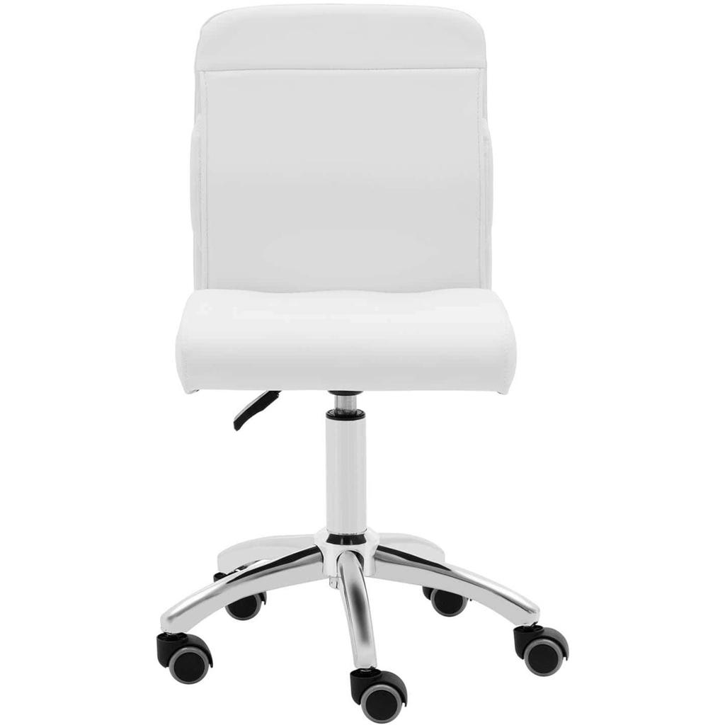 Ilanz White Cosmetic Stool With Backrest On Wheels Up To 150 Kg