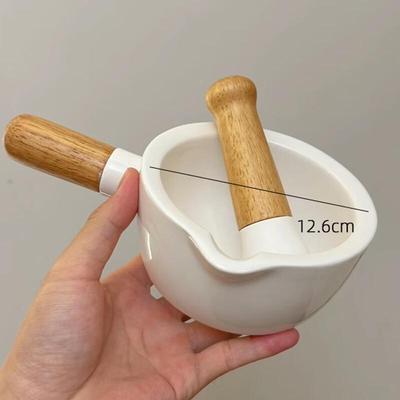 Ensemble mortier et pilon en céramique pour ail