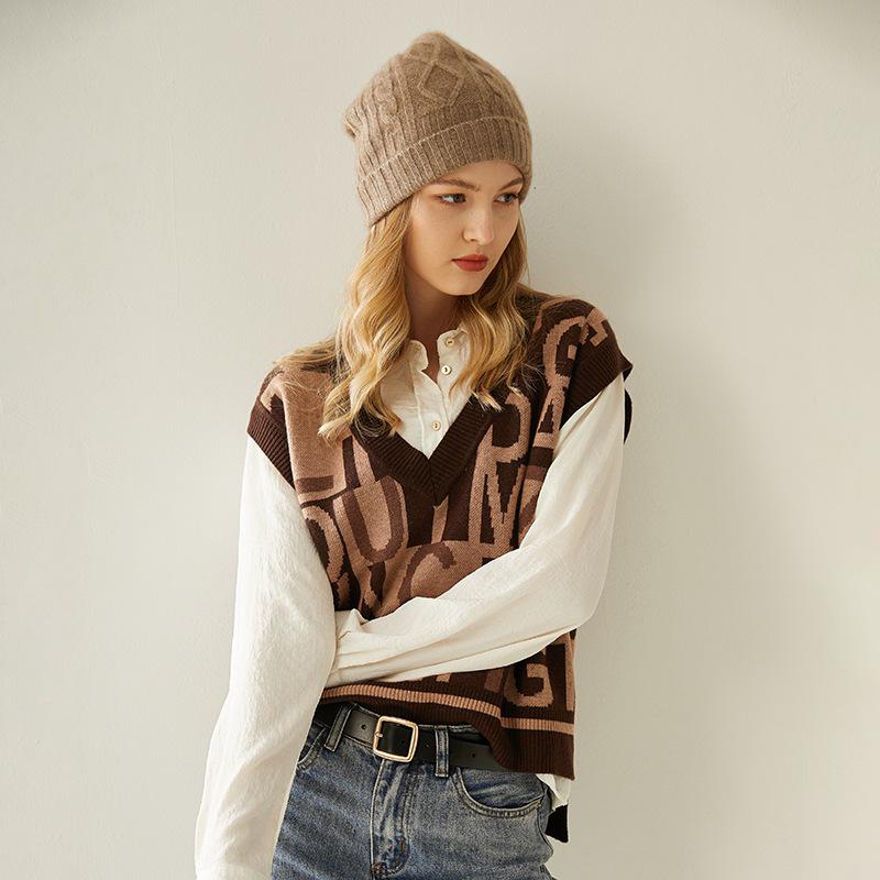 Women's 100% Pure Cashmere Cable Knit Hat, Autumn/Winter Korean Style Turban Hat - New Fashion Warm Hat