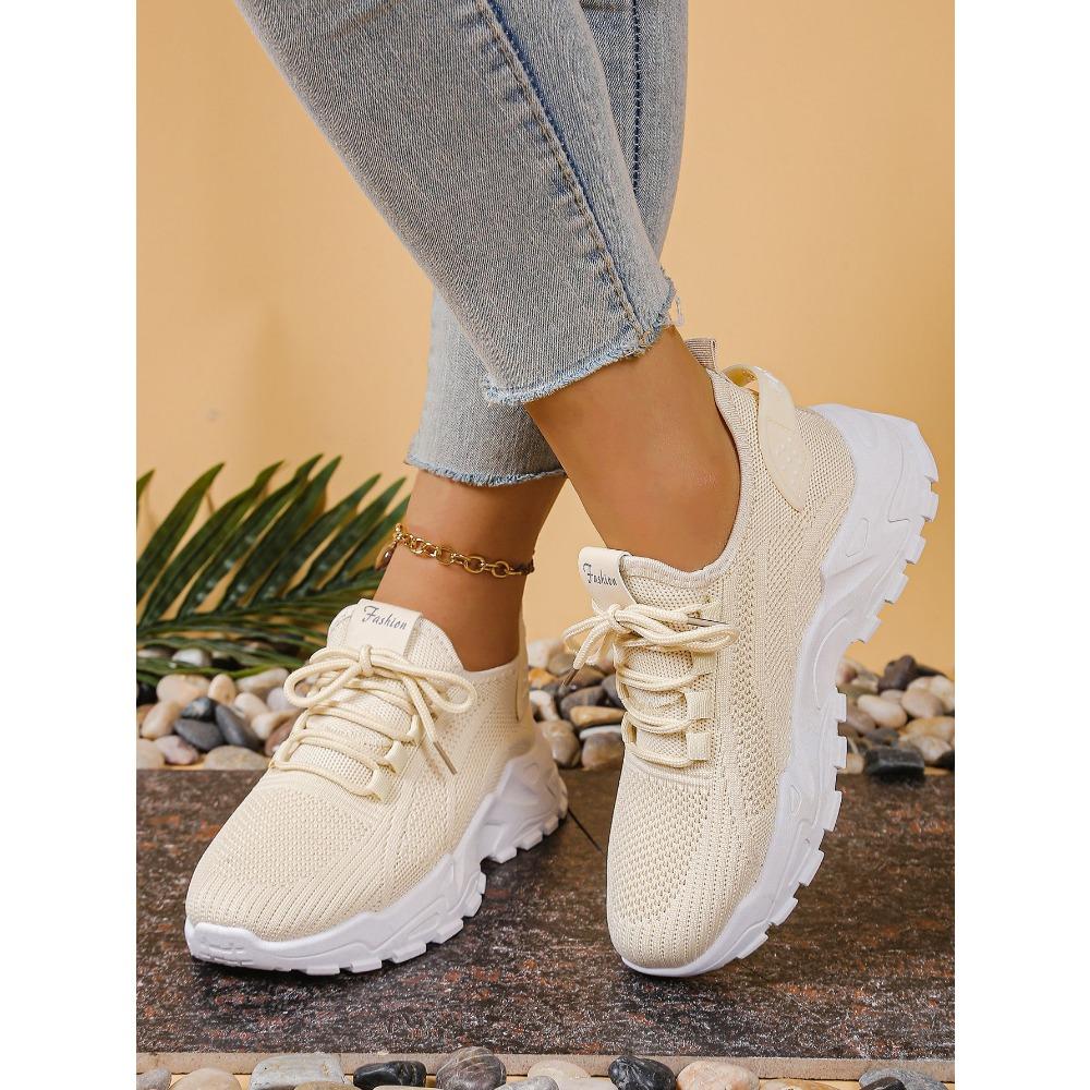 Women's Summer Breathable Flyknit Mesh Shoes, Fashion Versatile Casual Athletic Flats for Women