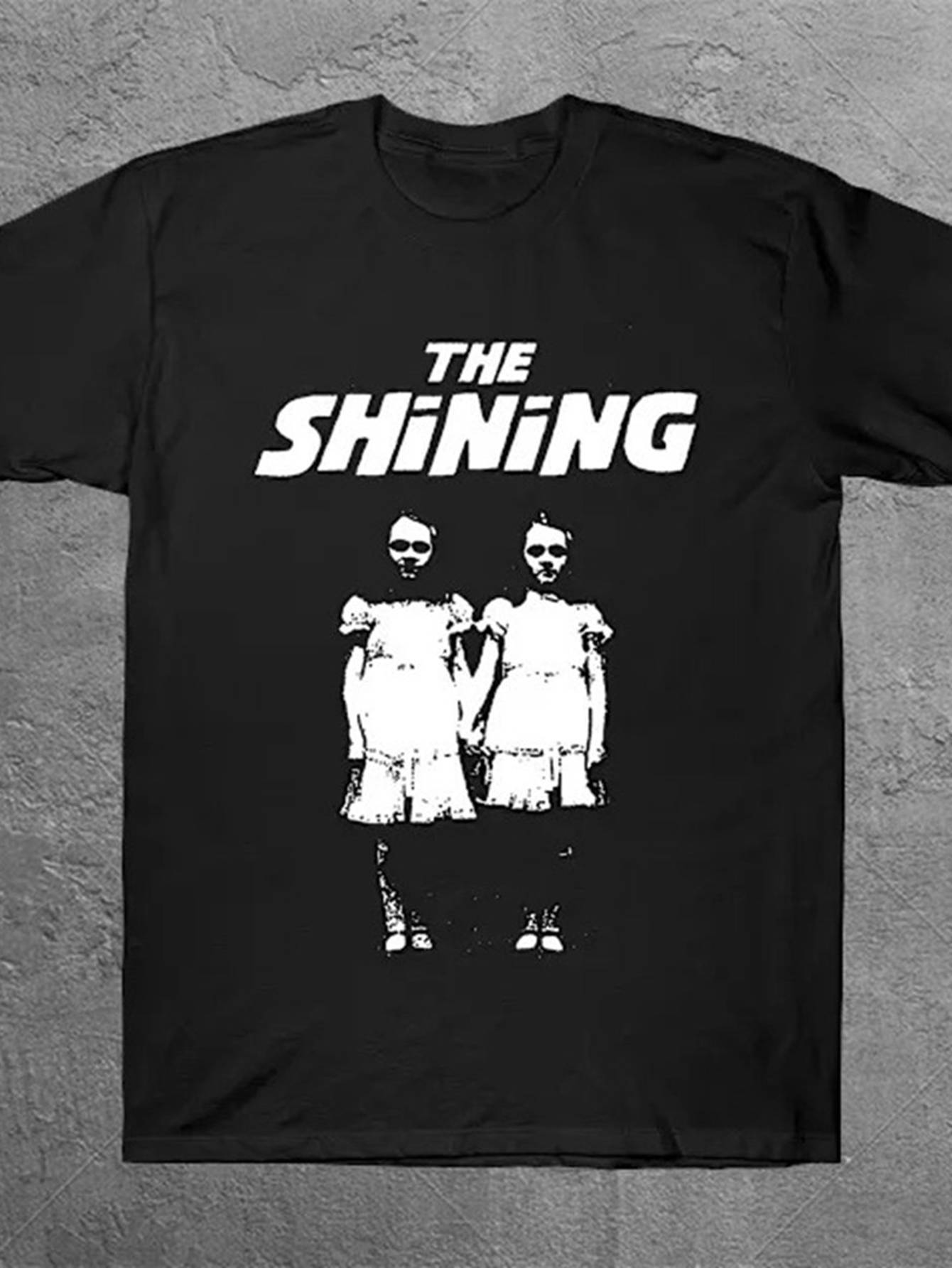 Mens Shining HorrorThemed Printed TShirt Black Cotton Streetwear with Iconic Pattern Couples Streetwear for All Seasons L