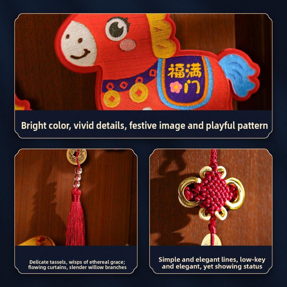 Traditional Style Spring Festival Door Decoration Cute Design Bless Words Hanging Tassel Ornament Good Luck Red Blessing