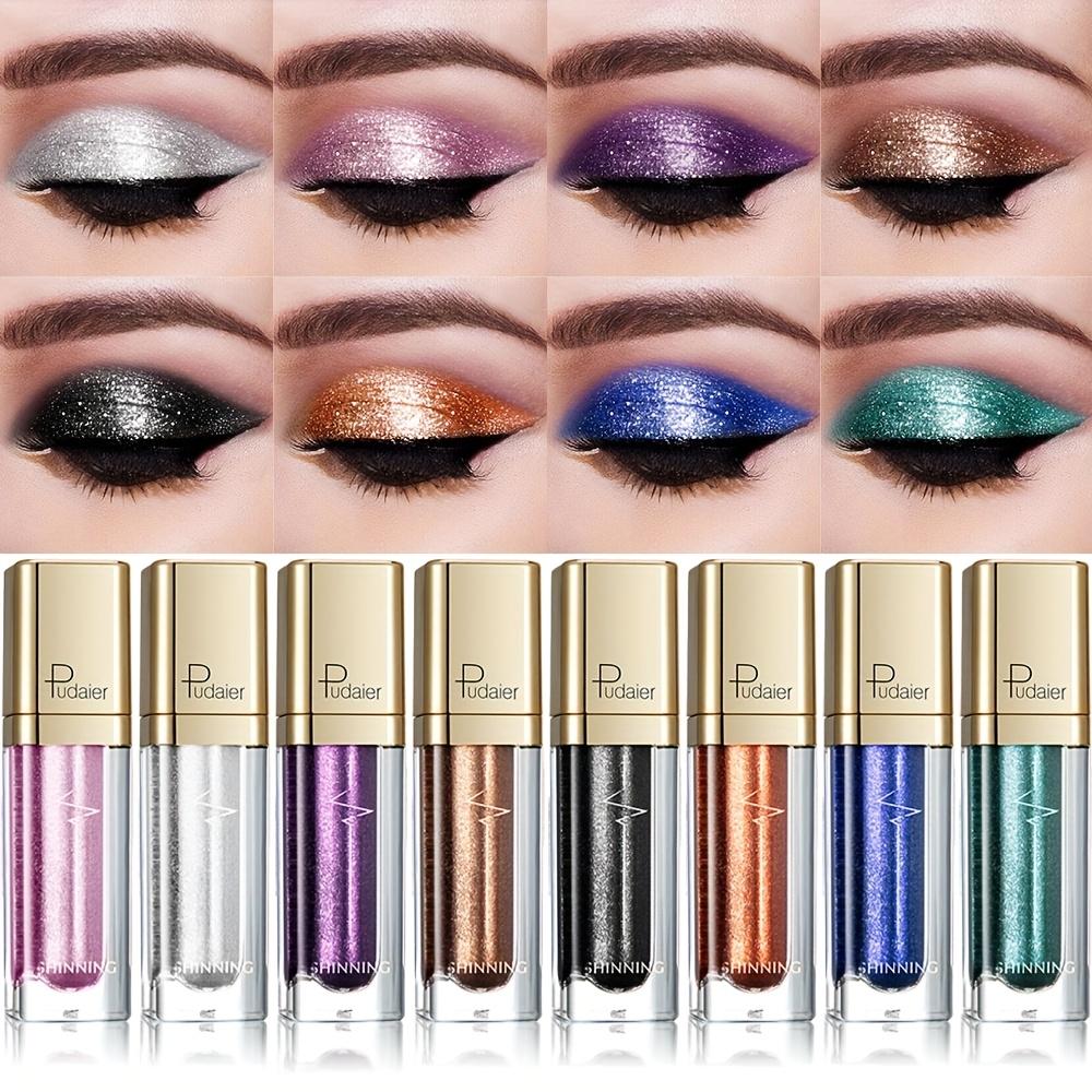 18 Colors Micro Glitter Liquid Eyeshadow, Brickstone Pearlescent Eyeshadow Liquid Waterproof Makeup Smokey Makeup Long Lasting Eyeshadow