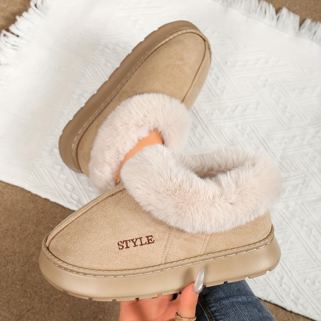 Men's and Women's Suede Like Warm Cotton Shoes, Comfortable, Warm, Non Slip, Indoor and Outdoor Fuzzy Slippers, Short Boots, Cotton Shoes