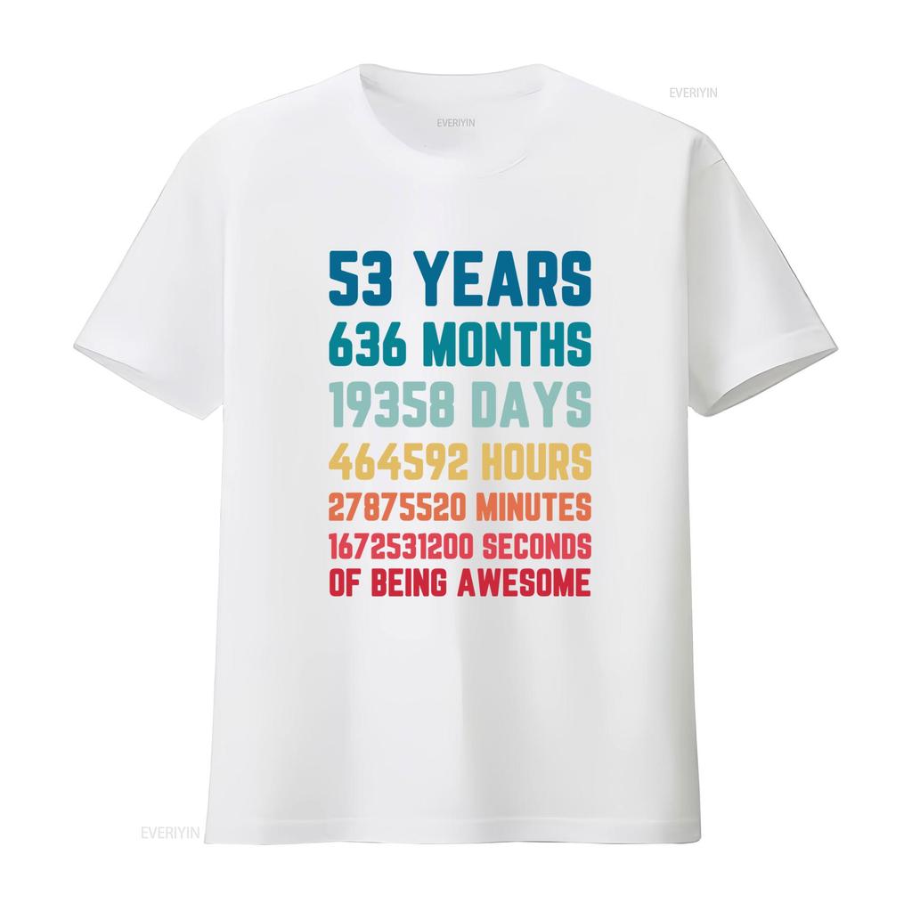 53 Jahre 636 Monate 19358 Tage Herren T-Shirt 100% Baumwolle 53. Geburtstag vintage gewaschen leicht lässig stilvoll Unisex