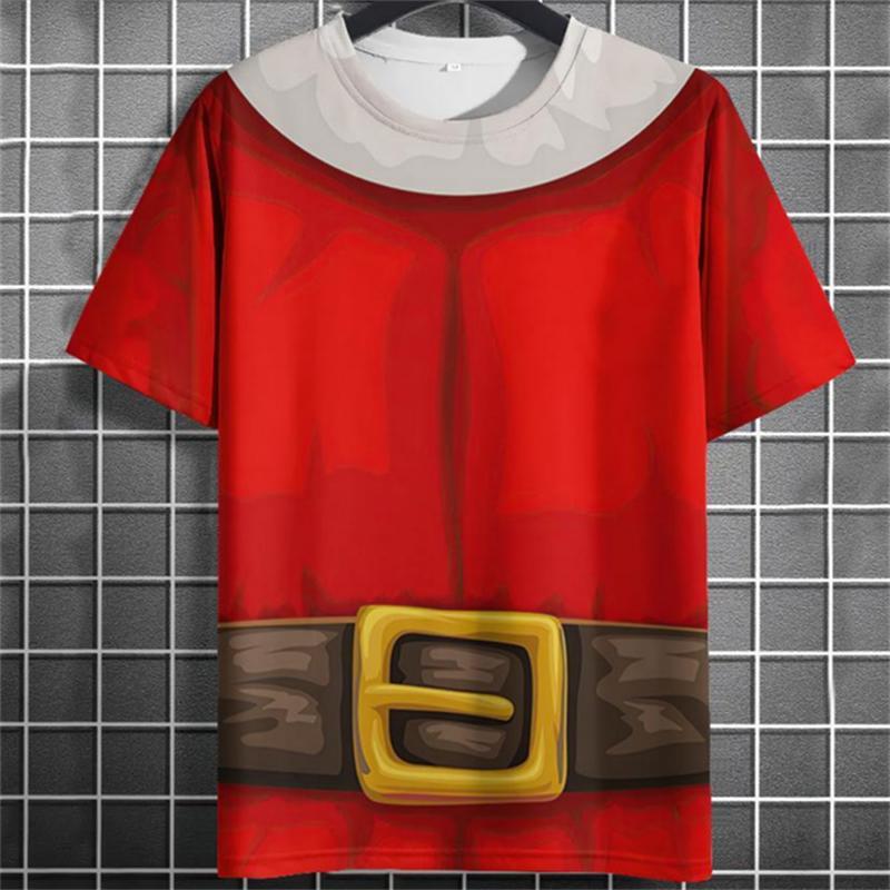 Fashion Christmas Men's T-Shirts Casual Loose Short Sleeve Tops New Year Gift X'mas Clothing Hip Hop Streetwear