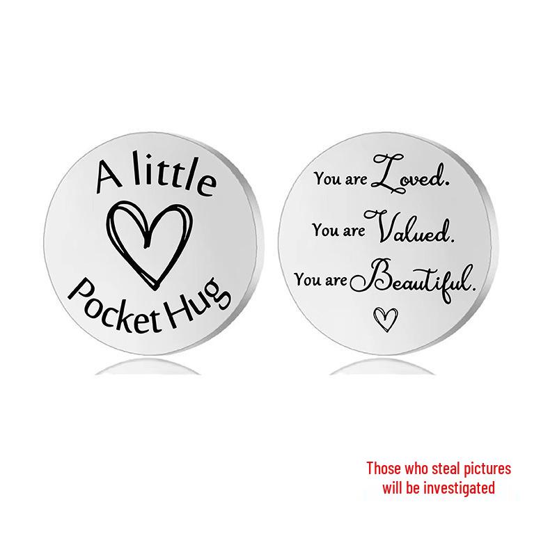 Lucky Charm Motivational Coin: Engravable Stainless Steel Couple & Family Gift Ornament.