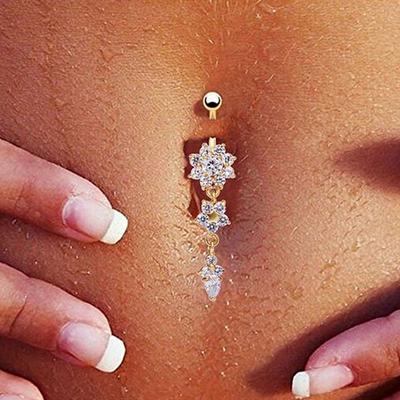 Crystal Ring Body Dangle Ball Barbell Bar Belly Button Navel Ring