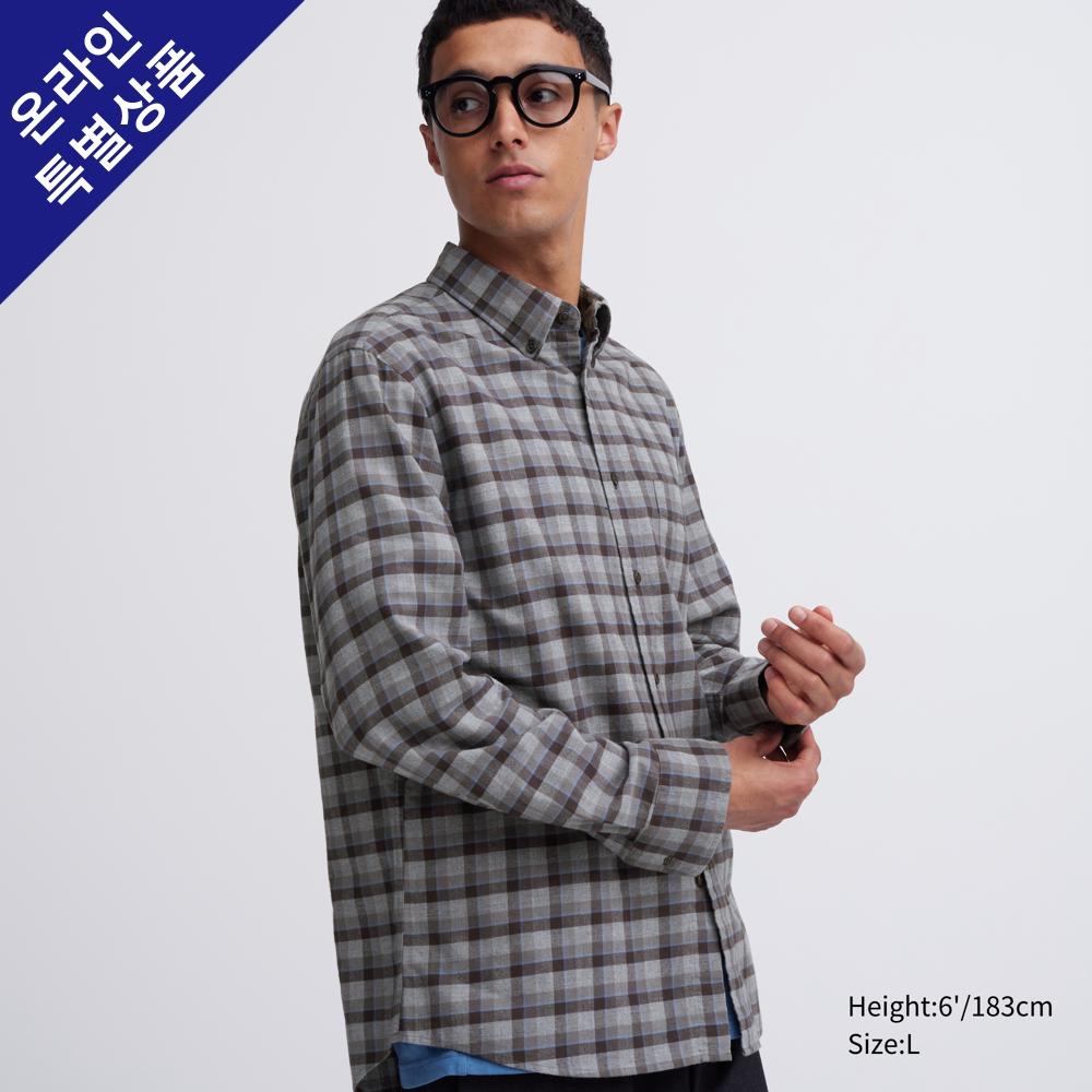 

Фланелевая рубашка в клетку UNIQLO (длинные рукава, воротник на пуговицах) С