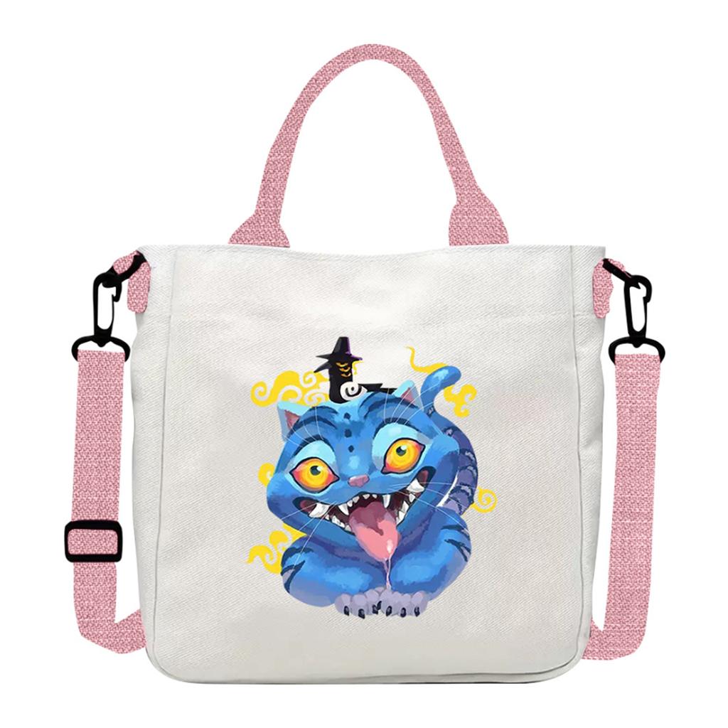 Group Canvas Bag Cartoon Little Illustration Student Collection Handbag Crossbody Shopping Bag