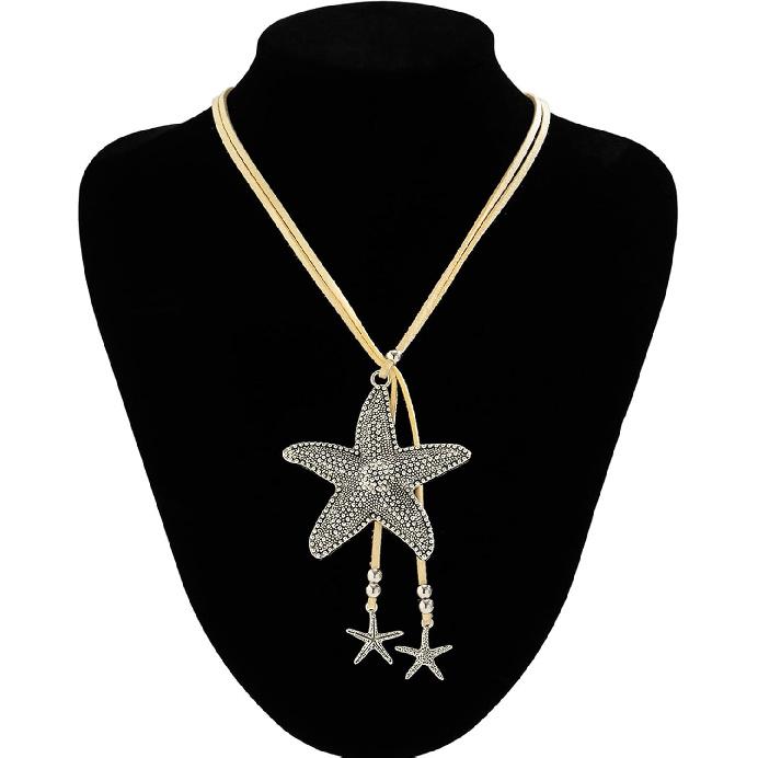 Dcfywl731 Starfish Seashell Necklace for Women Shell Pendant Accessories Chunky Gold Beach Jewelry Womens Fashion Accessories Summer Outfits for