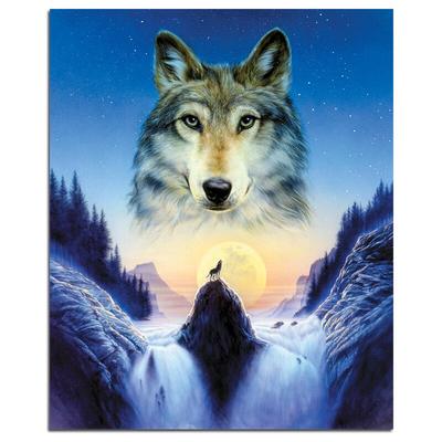 Plná kulatá 5D DIY diamantová malba Wolf Diamond výšivka Animal Diamond Mosaic