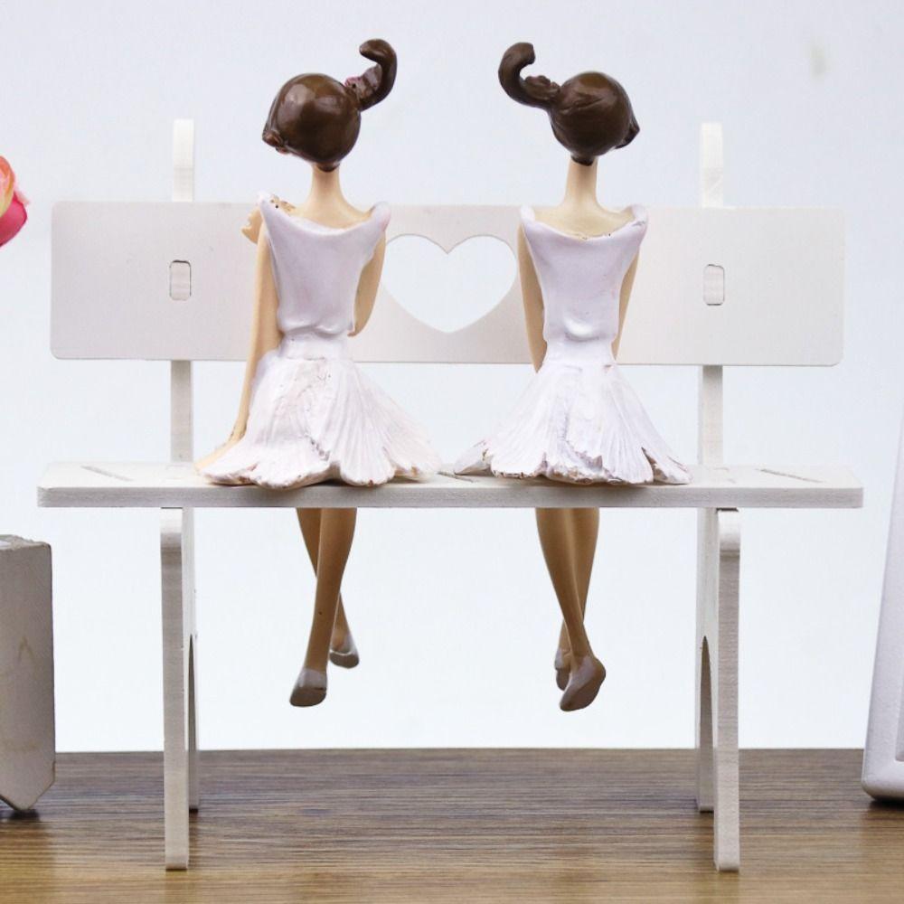 2pcs/set Nordic Angel Girl Figurines Angel Girl Resin Craft Sisters Flower Girl Ornament Standing Position Sitting Position