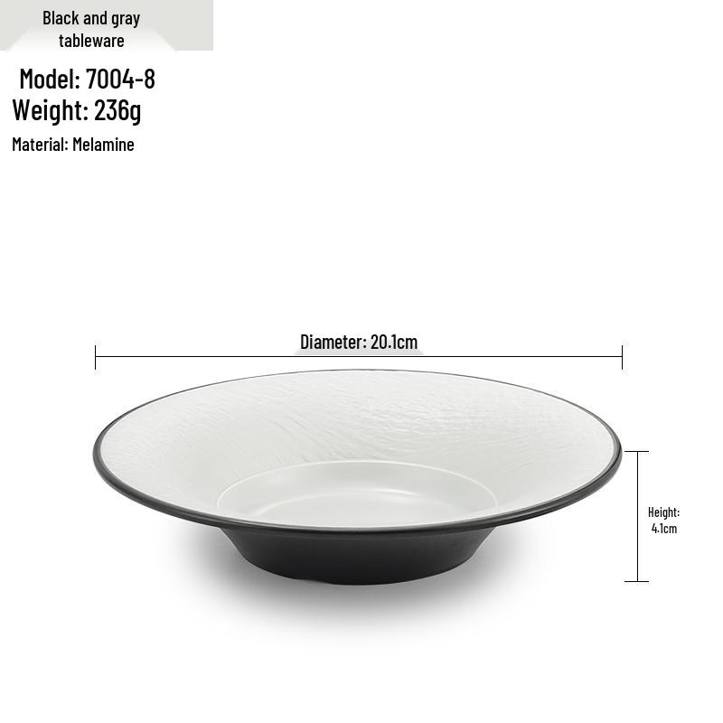 Melamine Straw Hat High-Footed Deep Plate for Pasta, Cold Dishes, and Mixed Noodles - Restaurant Tableware