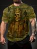 King of Spades Skull Design Men'S Round Neck Casual 3D T-Shirt – Summer Breathable Outdoor Sport Top, Comfortable Home Wear, Perfect for Running, Gym,