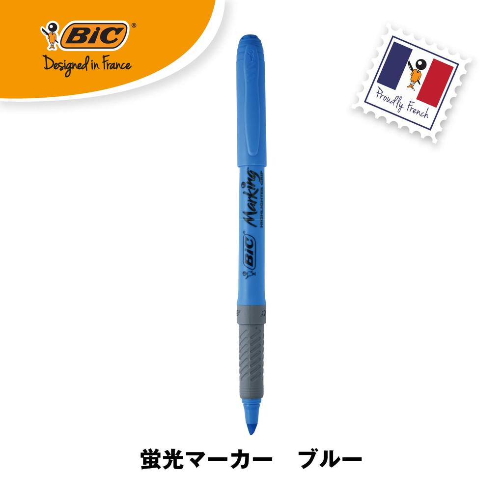 Bic Japan Bic Textmarker Fluoreszierender Markierungs-Textmarker BRIGRIP12BLU Stifte, Marker, Griff, Blau, 12er-Set,