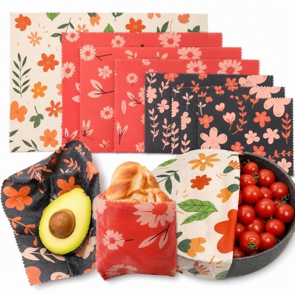 9pcs Washable Beeswax Food Wrap Fresh-Keeping Reusable Food Cover  for Fruit Vegetable