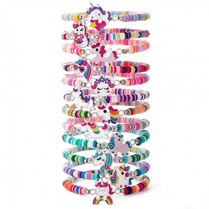 Kids Soft Polymer Clay Bracelet Set Cartoon Animal Design Multi-Layer Stackable Friendship Wristband Girls Boys 2025