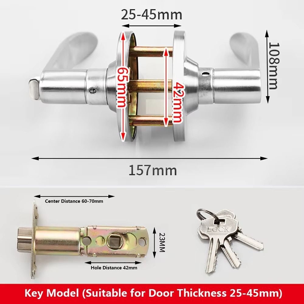 1Set Entry Sliding Door Handle Lock Aluminum Alloy Keyed Locks New Knob Lock