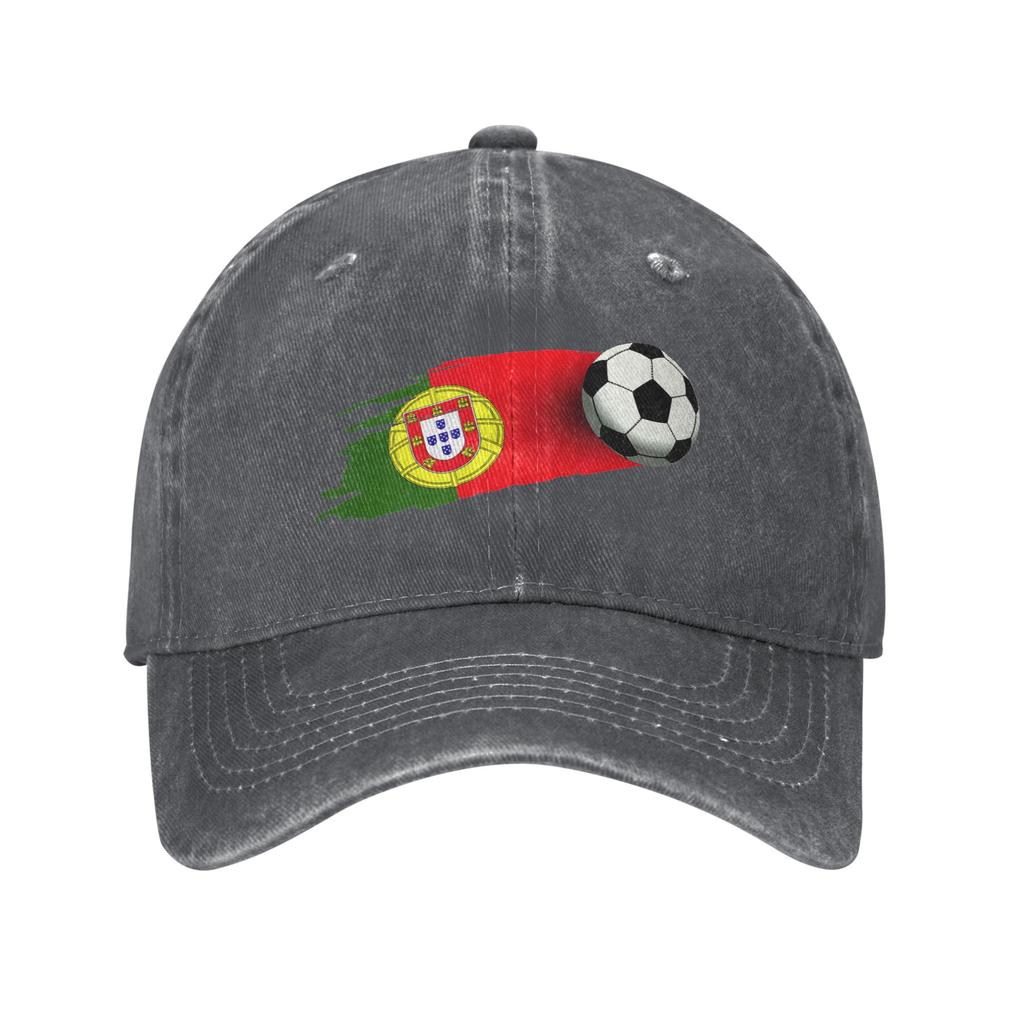 Portugal Flag Soccer Ball Baseball Cap Fashion Distressed Washed Snapback Cap Unisex Women Workouts Adjustable Fit Caps Hat