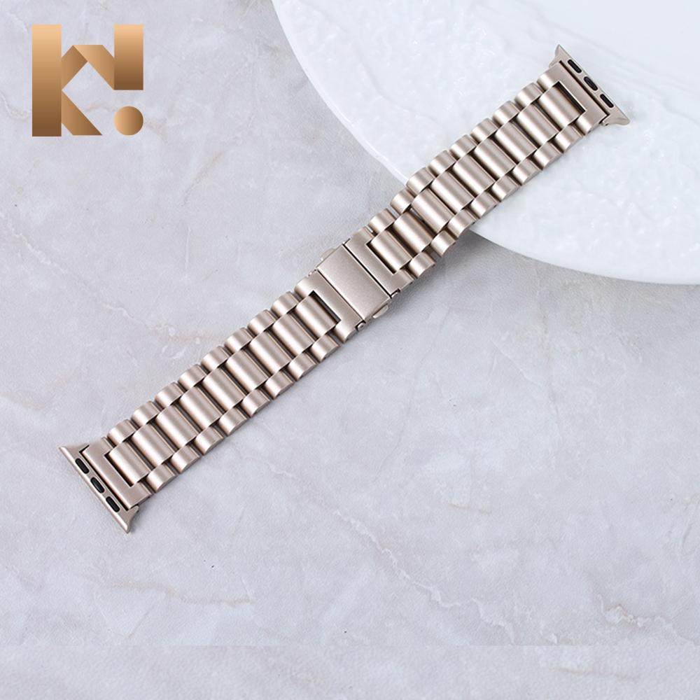 Keepwin Metal Material Solid Watch Band Mesh Wrist Metal Stainless Steel Watch Band Strap for Apple IWatch 9 8 7 6 5 4 3 2 1 SE