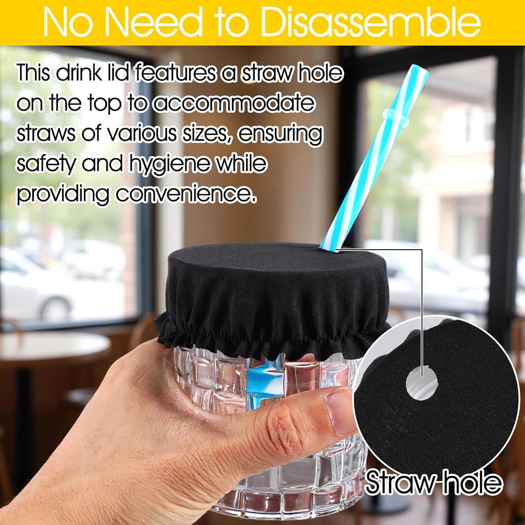 SHENLIU 10PCS Drink Cover Scrunchie with Straw Hole, Drink Covers Scrunchies Elastic Cup Glass Cover Reble & Washable Drink Spiking Prevention for