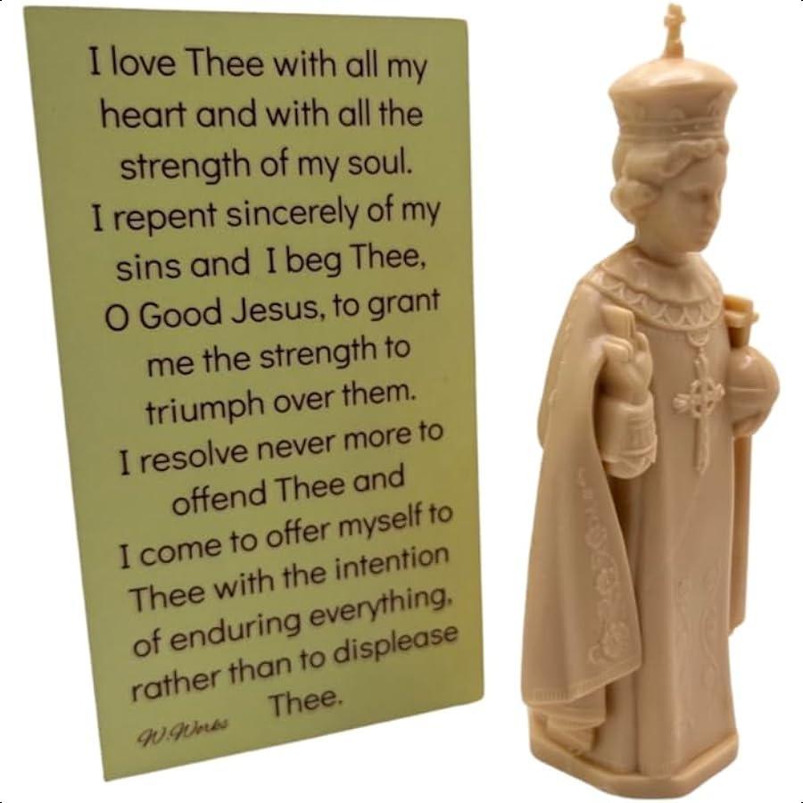 

Westmon Works Младенец Иисус Пражский Мини-статуэтка и Святая карточка Подарочный набор Пластиковая фигурка Младенца Иисуса Сделано в США United States