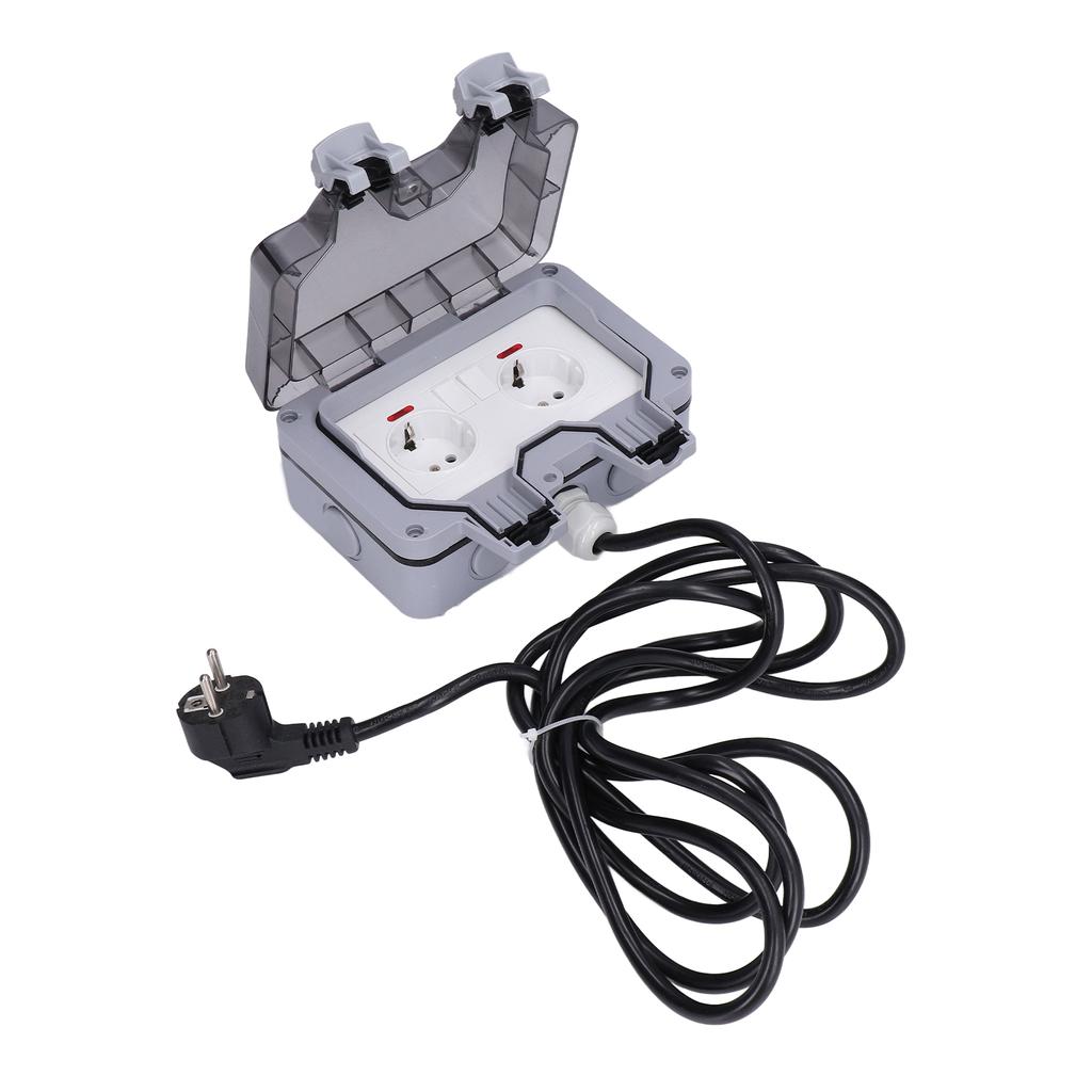 Outdoor Socket Dual European Power Outlet IP66 Waterproof Wall Receptacle  16A