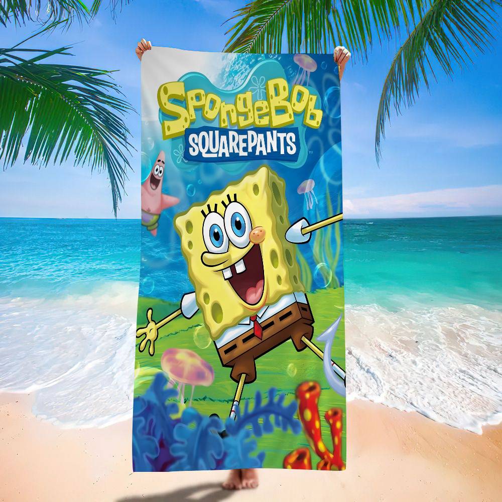 S-Sponge Bob S-S-SquarePants Microfiber Beach Towel Absorbent Quick Dry Soft Yoga Swimming Resort Mountain Climbing Towel