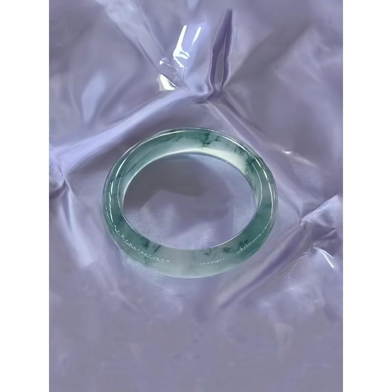 Ice-Treated Jade Bracelet with Floating Flowers - Natural Myanmar Jelly Glass, Round Concubine Design 56mm браслета