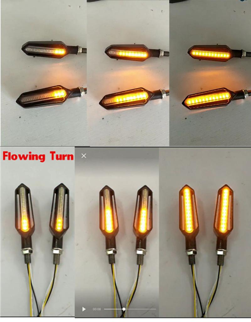 2X Dual Colors 24 LED Motorcycle Brake Taillight Flasher Strobe Turn Signal Lamp