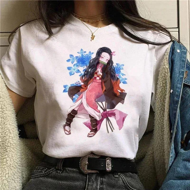 Demon Slayer T Shirt Women Tshirt Female Tanjirou Kamado Graphic Tee Shirt Japanese Anime Manga T-shirt Streetwear Tops Tees