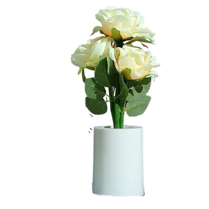 

LED Florals Table Lamp Soft Glowing Bedroom Rose Nightlight Durability ABS PU Portability Decorative Light For Living Room