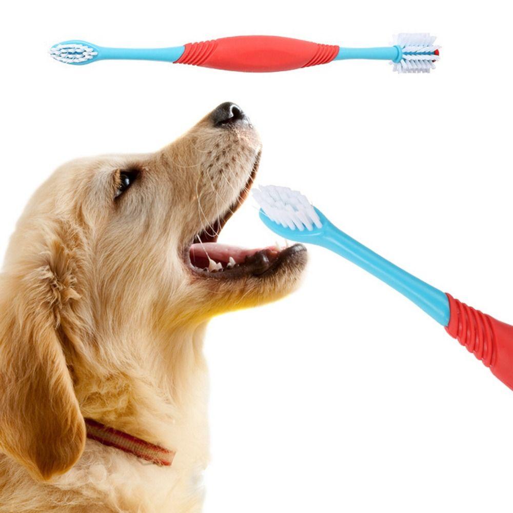 Plastic Pet Double Head Toothbrush 360° Pet Finger Toothbrush  For Dogs Cats